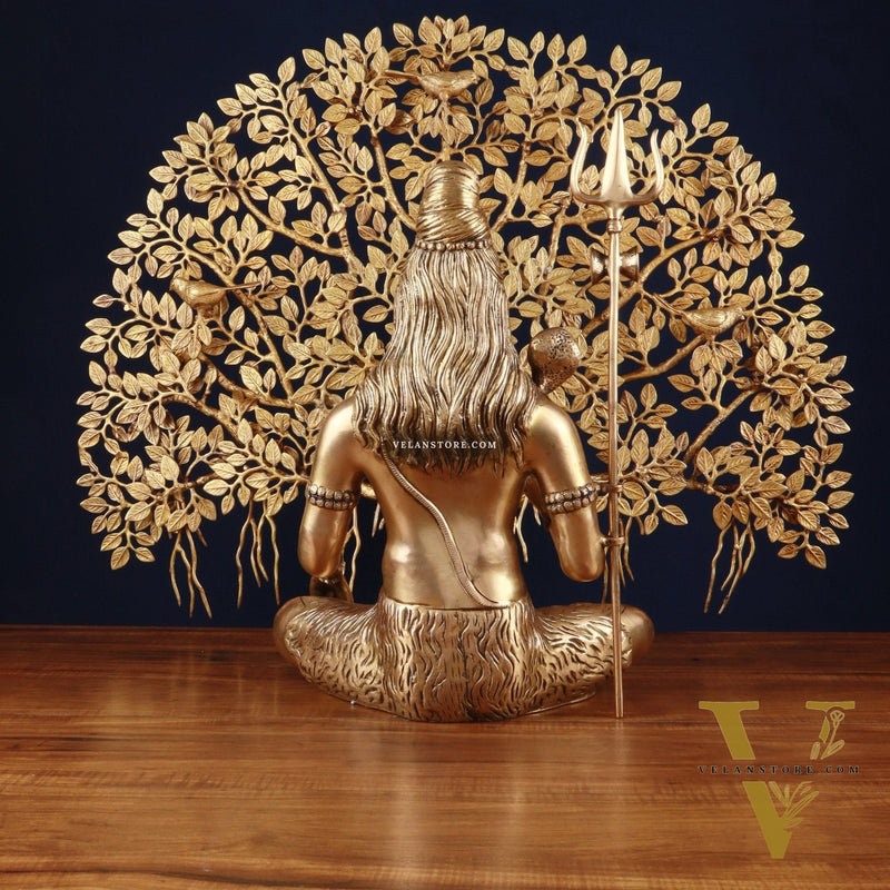 Brass Lord Shiva Statue aashirwad & Superfine Kalpavriksha Tree – Divine Decor Combo