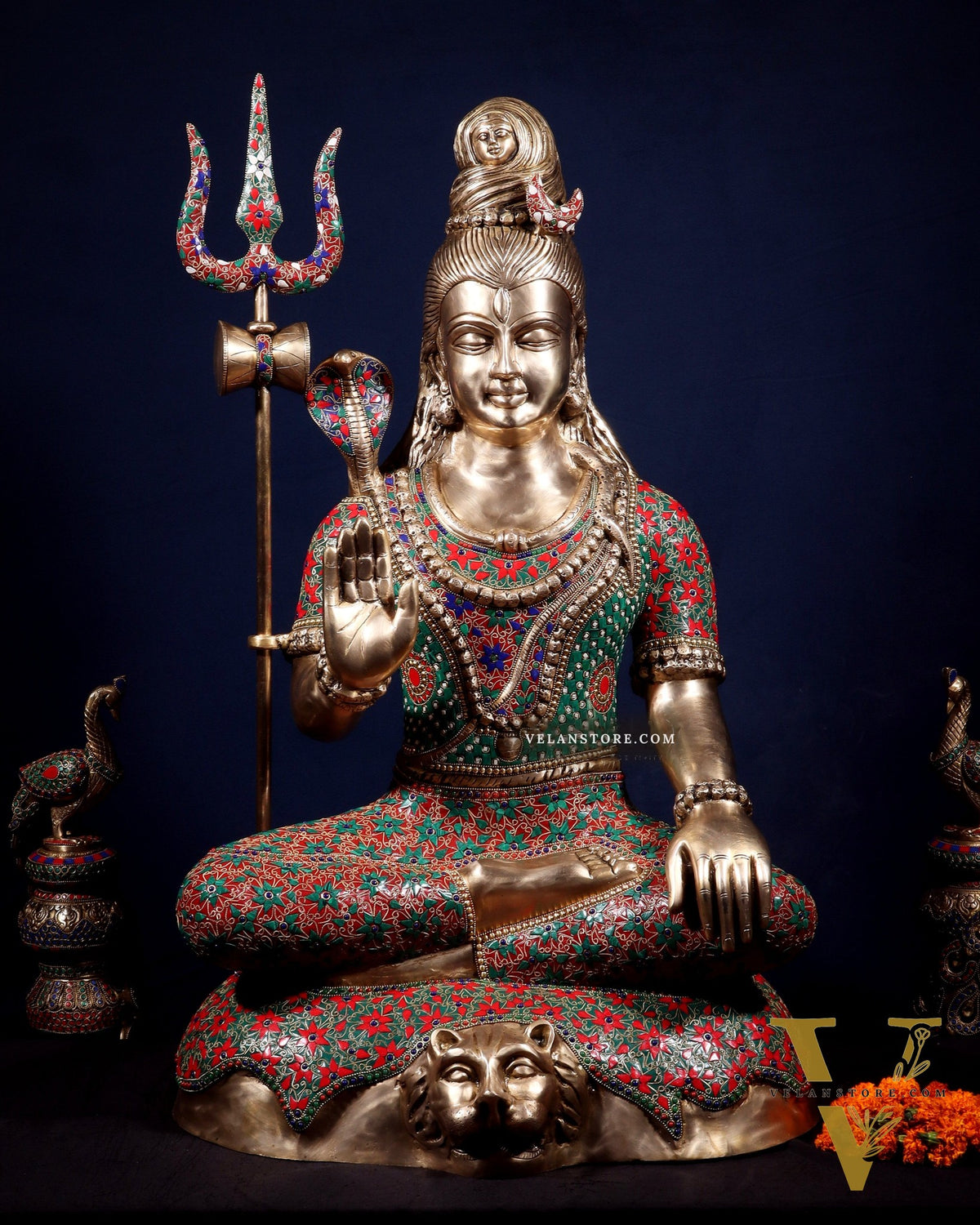 Brass Lord Shiva Statue in Aashirwaad Mudra - 36"