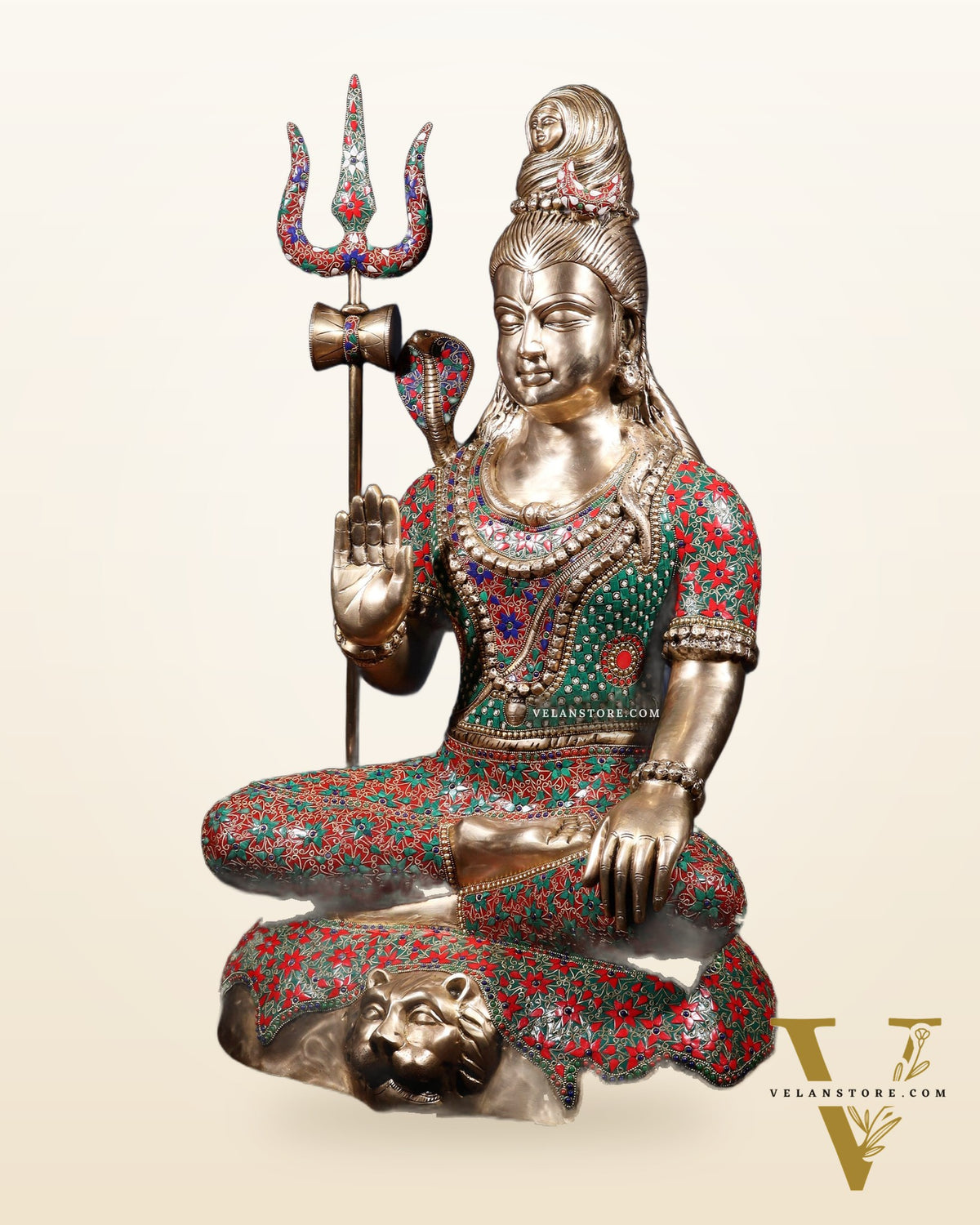 Brass Lord Shiva Statue in Aashirwaad Mudra - 36"