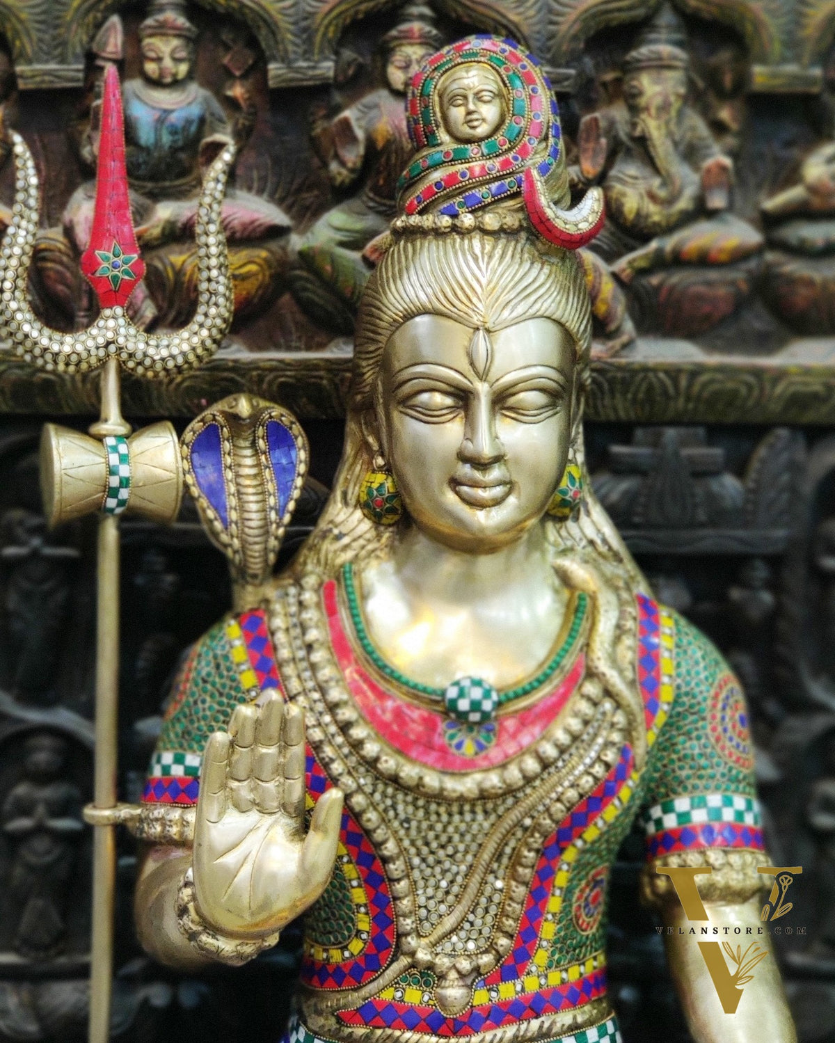 Brass Lord Shiva Statue in Dhayana Aashirwaad Mudra - 36"