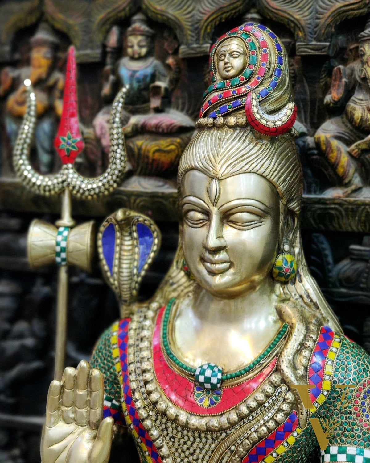 Brass Lord Shiva Statue in Dhayana Aashirwaad Mudra - 36"