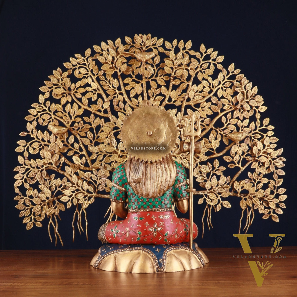 Brass Lord Shiva Statue & Kalpavriksha Tree – Divine Decor Combo