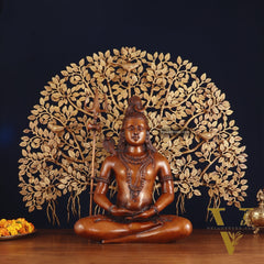 Brass Lord Shiva Statue & Superfine Kalpavriksha Tree – Divine Decor Combo