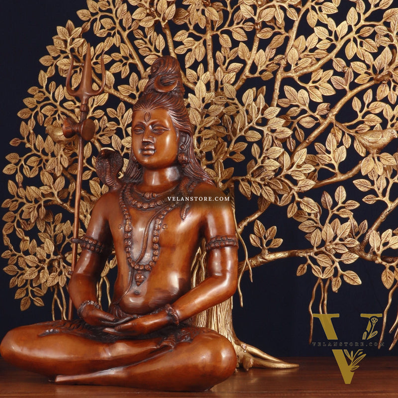Brass Lord Shiva Statue & Superfine Kalpavriksha Tree – Divine Decor Combo