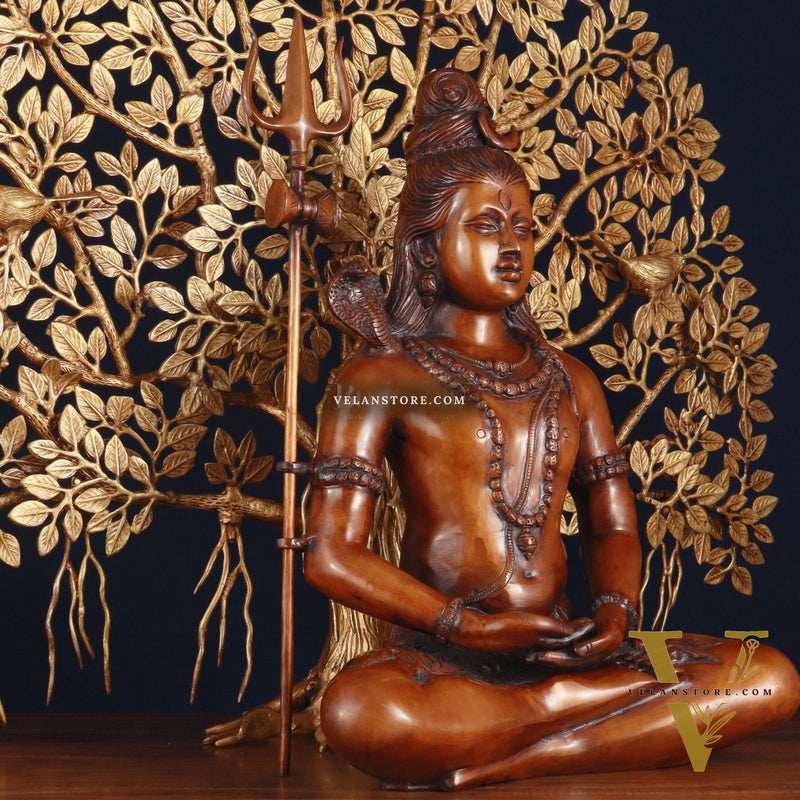 Brass Lord Shiva Statue & Superfine Kalpavriksha Tree – Divine Decor Combo