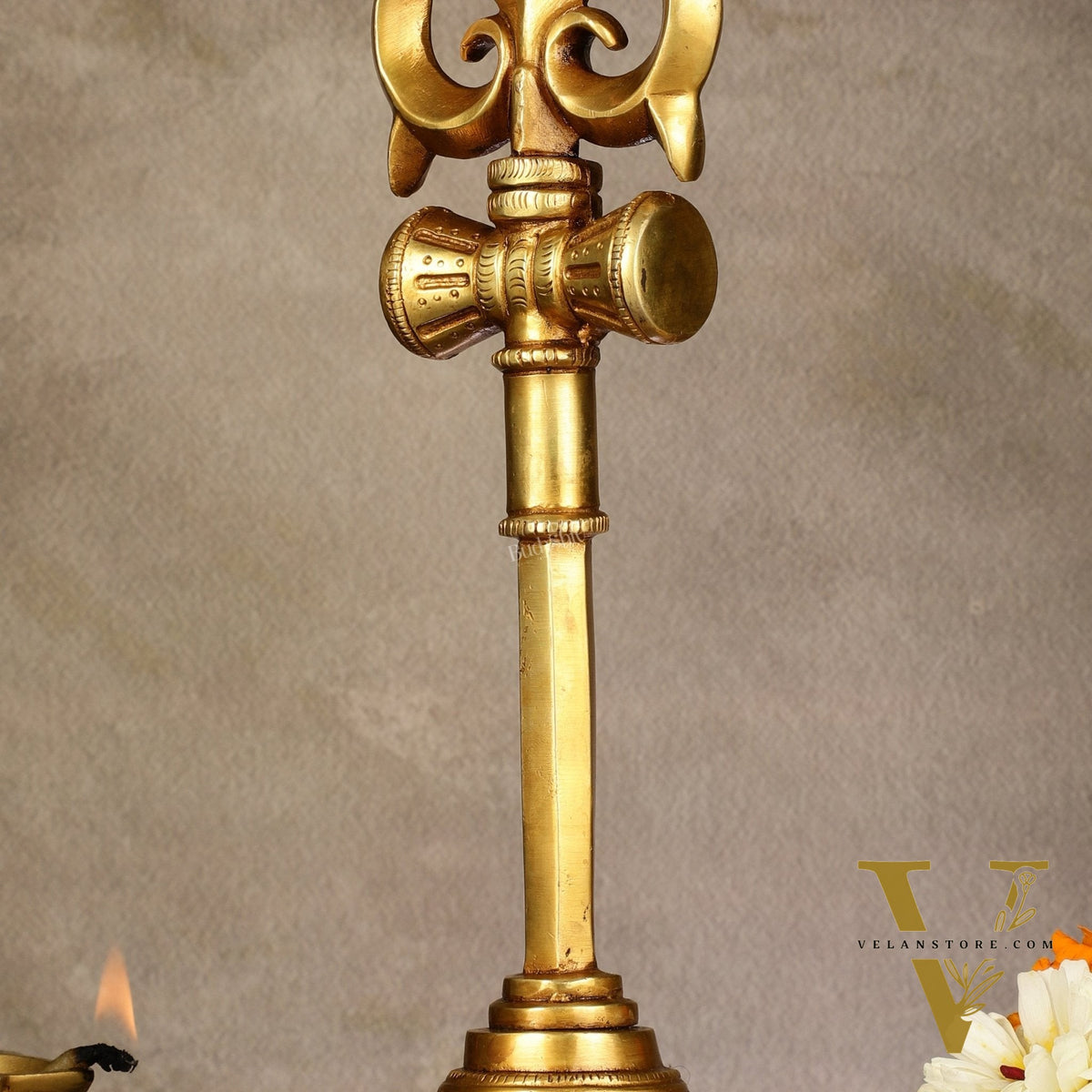 Brass Lord Shiva Trishul Standing Accent - 13.5"