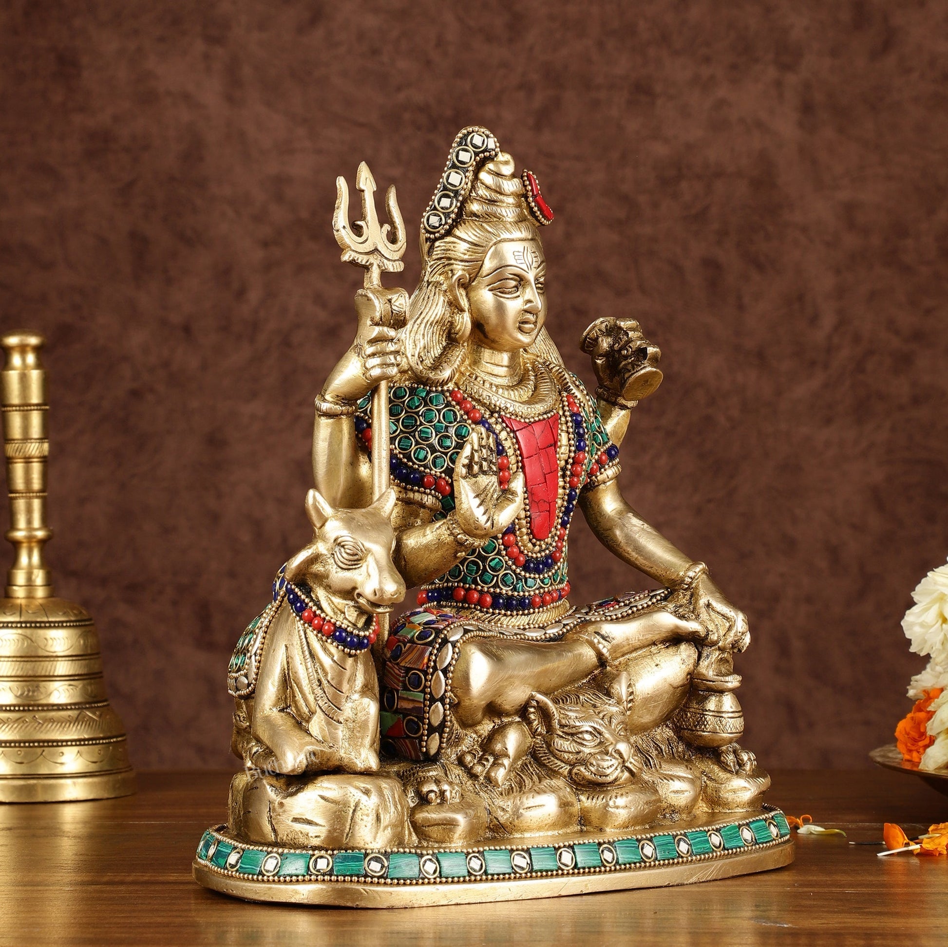 Brass lord Shiva with nandi 9 "