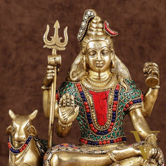 Brass lord Shiva with nandi 9 "