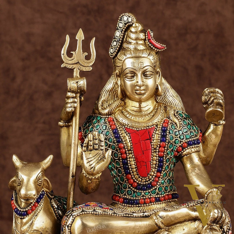 Brass lord Shiva with nandi 9 "