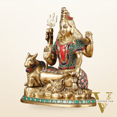 Brass lord Shiva with nandi 9 "