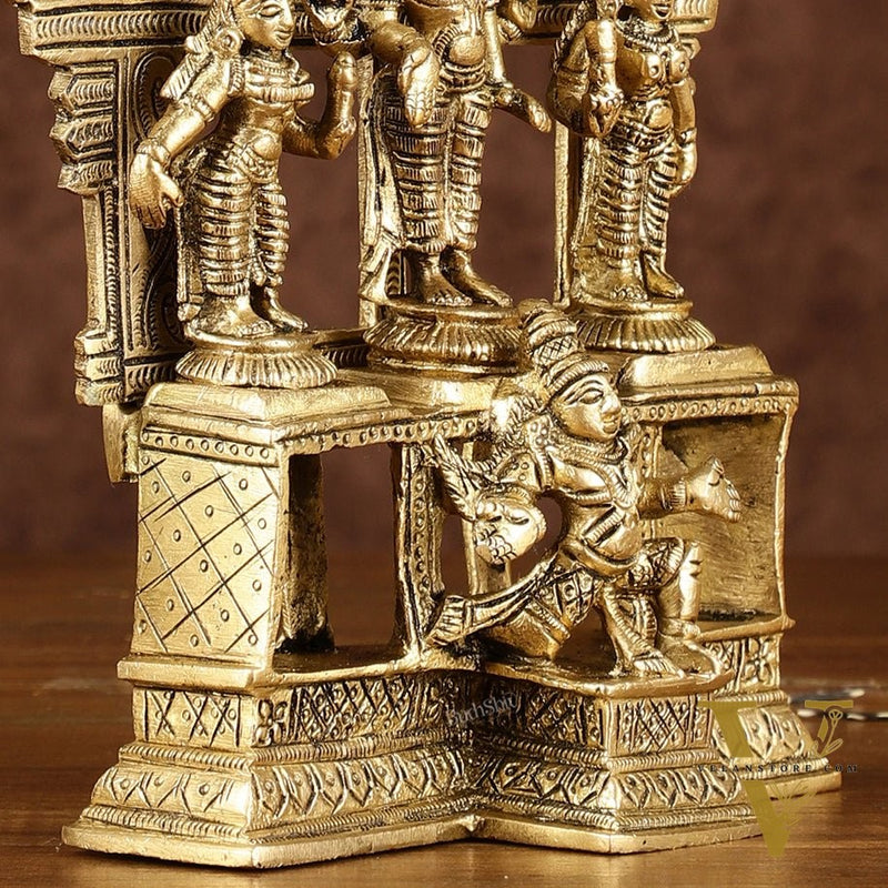 Brass Lord Tirupati Balaji with Bhoodevi Devi and Sridevi Idol | Height: 7.5 inch