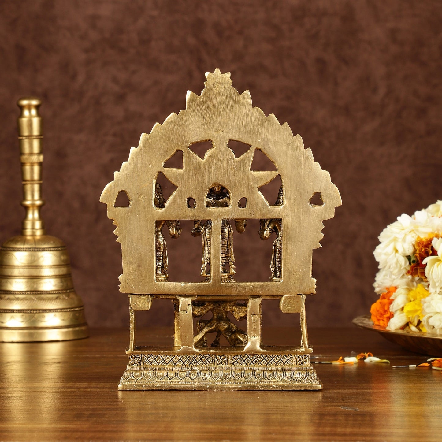 Brass Lord Tirupati Balaji with Bhoodevi Devi and Sridevi Idol | Height: 7.5 inch