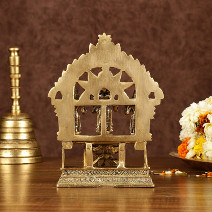 Brass Lord Tirupati Balaji with Bhoodevi Devi and Sridevi Idol | Height: 7.5 inch