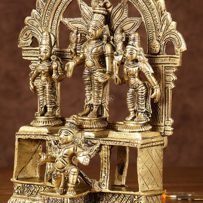 Brass Lord Tirupati Balaji with Bhoodevi Devi and Sridevi Idol | Height: 7.5 inch