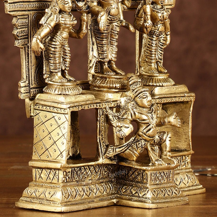 Brass Lord Tirupati Balaji with Bhoodevi Devi and Sridevi Idol | Height: 7.5 inch