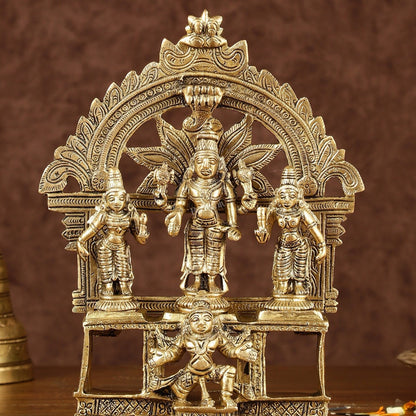 Brass Lord Tirupati Balaji with Bhoodevi Devi and Sridevi Idol | Height: 7.5 inch