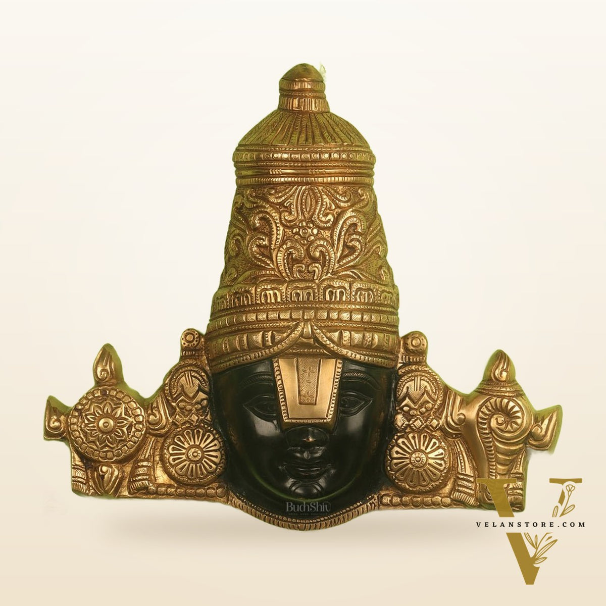 Brass Lord Venkateshwara Swamy Face with Shankhu Chakra | 12x13 inch