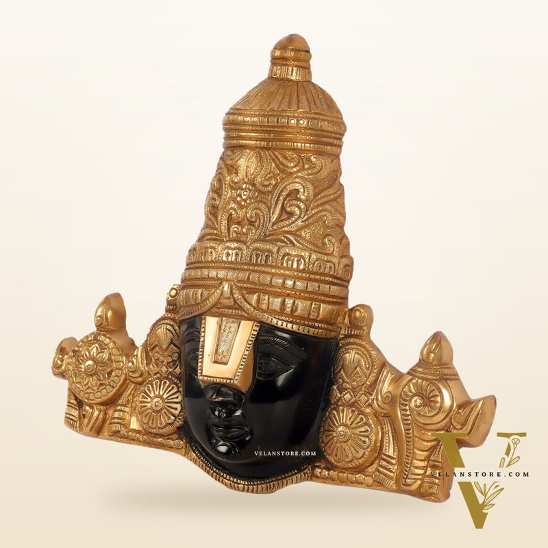 Brass Lord Venkateshwara Swamy Face with Shankhu Chakra | 12x13 inch