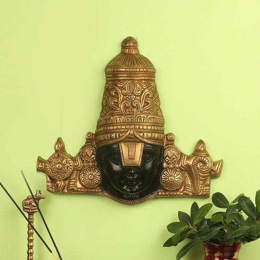 Brass Lord Venkateshwara Swamy Face with Shankhu Chakra | 12x13 inch