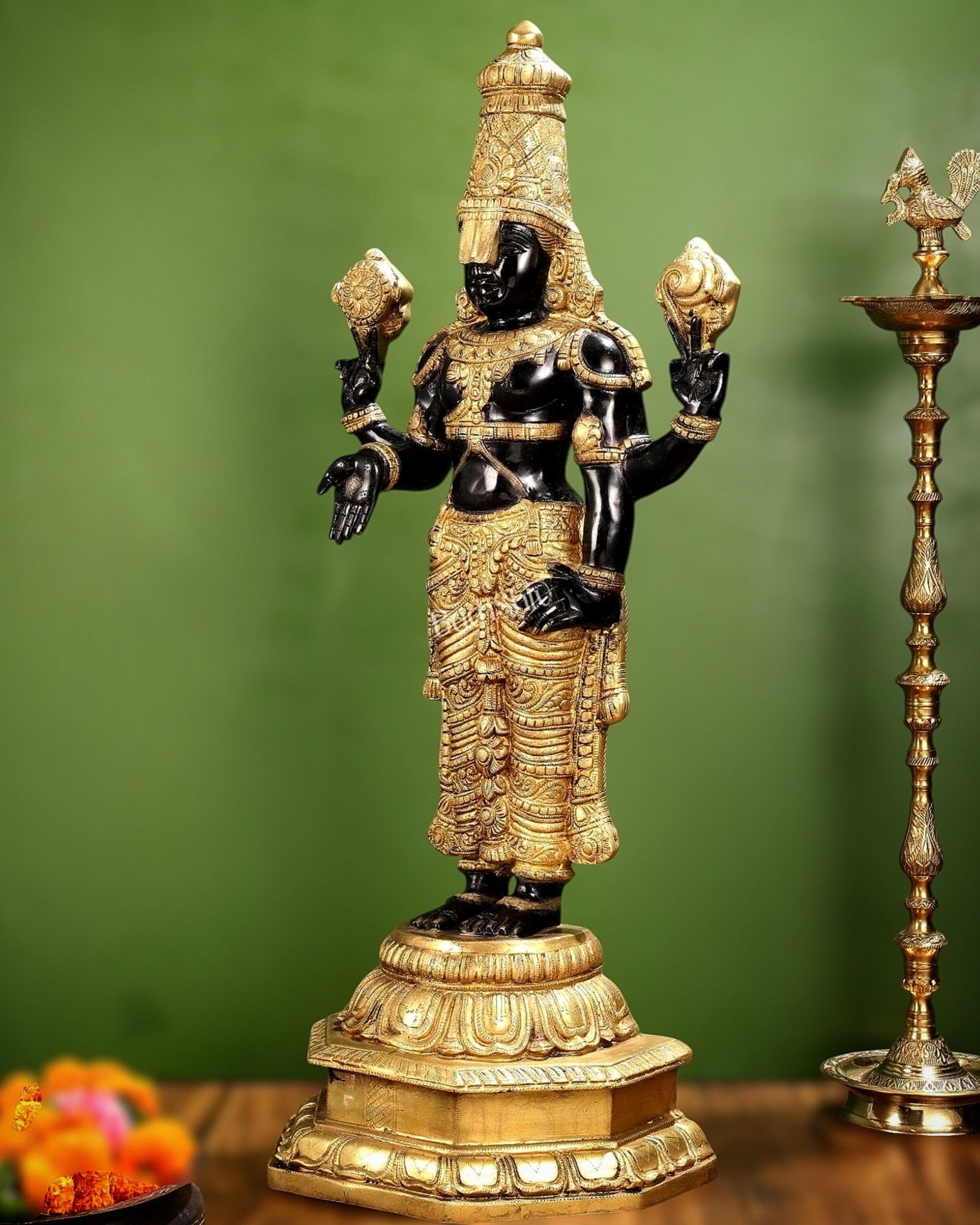 Brass Lord Venkateshwara swamy Tirupati Balaji Statue 40"