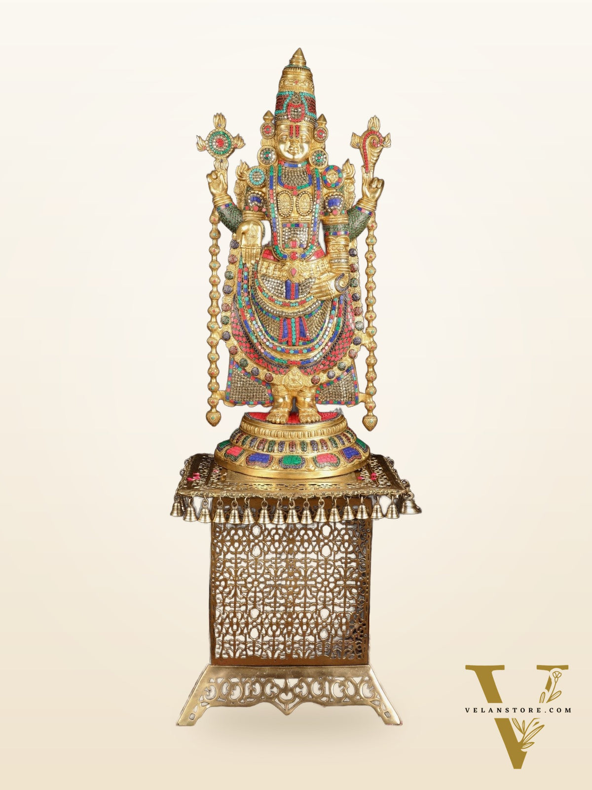 Brass Lord Venkateshwara Swamy Tirupati Balaji statue with Brass Pedestal 59"