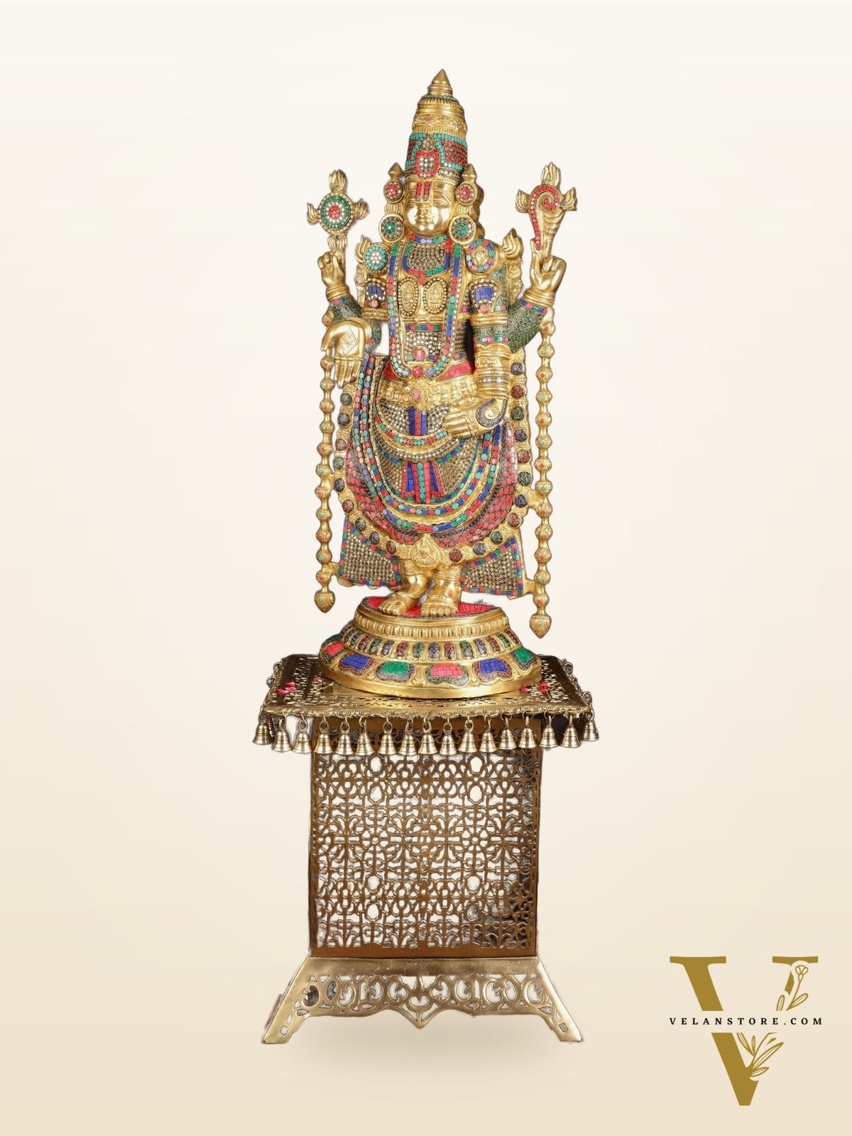 Brass Lord Venkateshwara Swamy Tirupati Balaji statue with Brass Pedestal 59"