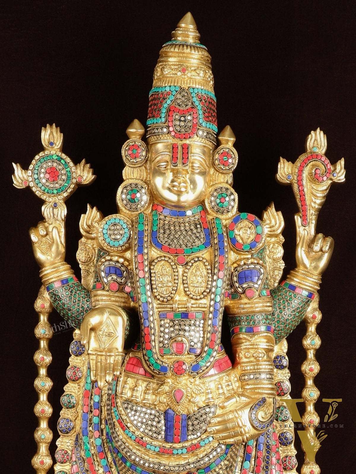 Brass Lord Venkateshwara Swamy Tirupati Balaji statue with Brass Pedestal 59"
