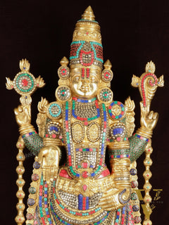 Brass Lord Venkateshwara Swamy Tirupati Balaji statue with Brass Pedestal 59"