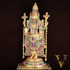 Brass Lord Venkateshwara Swamy Tirupati Balaji statue with Brass Pedestal 59"