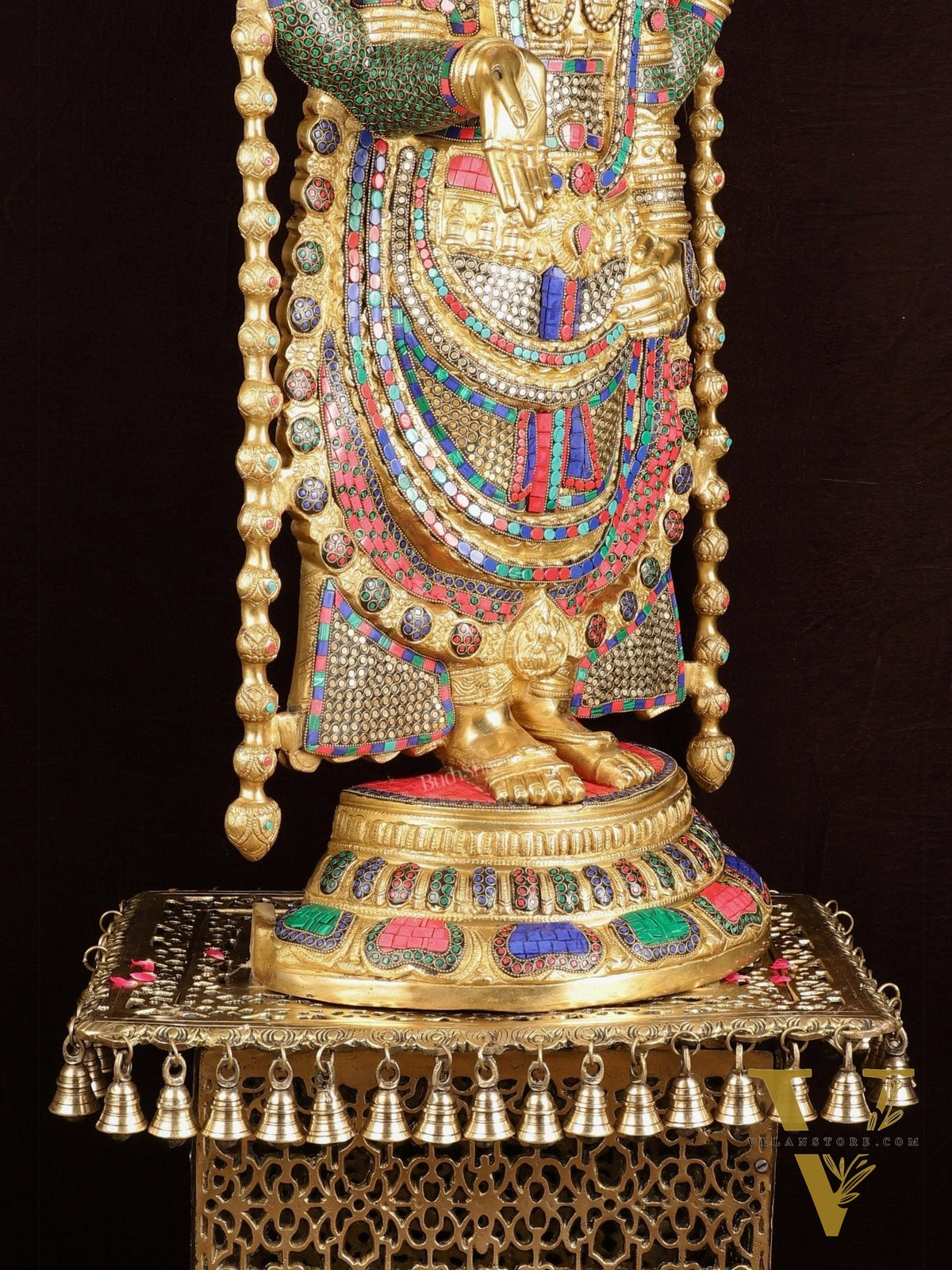 Brass Lord Venkateshwara Swamy Tirupati Balaji statue with Brass Pedestal 59"