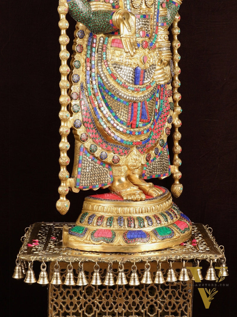 Brass Lord Venkateshwara Swamy Tirupati Balaji statue with Brass Pedestal 59"