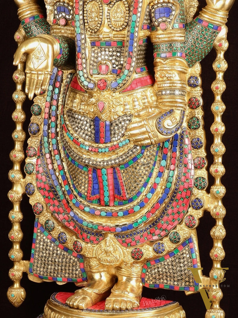 Brass Lord Venkateshwara Swamy Tirupati Balaji statue with Brass Pedestal 59"