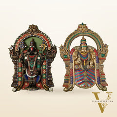 Brass Lord Venkateshwara Tirupati Balaji and Goddess Padmavathi Thayar Wall Hangings - 26