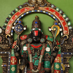 Brass Lord Venkateshwara Tirupati Balaji and Goddess Padmavathi Thayar Wall Hangings - 26
