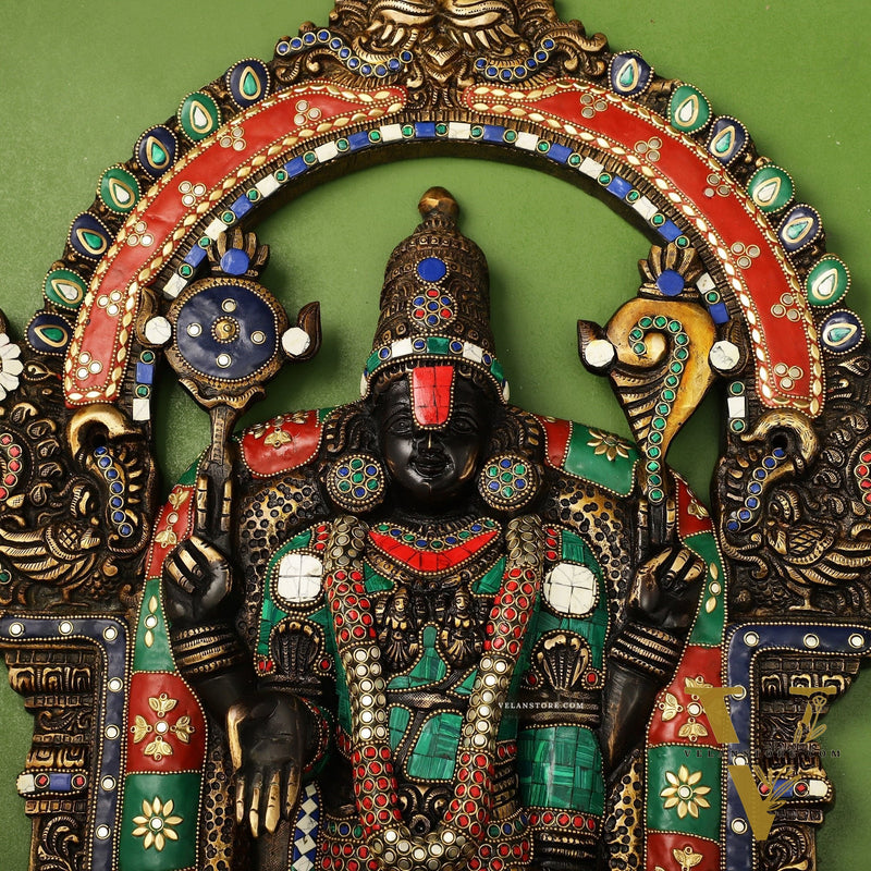 Brass Lord Venkateshwara Tirupati Balaji and Goddess Padmavathi Thayar Wall Hangings - 26