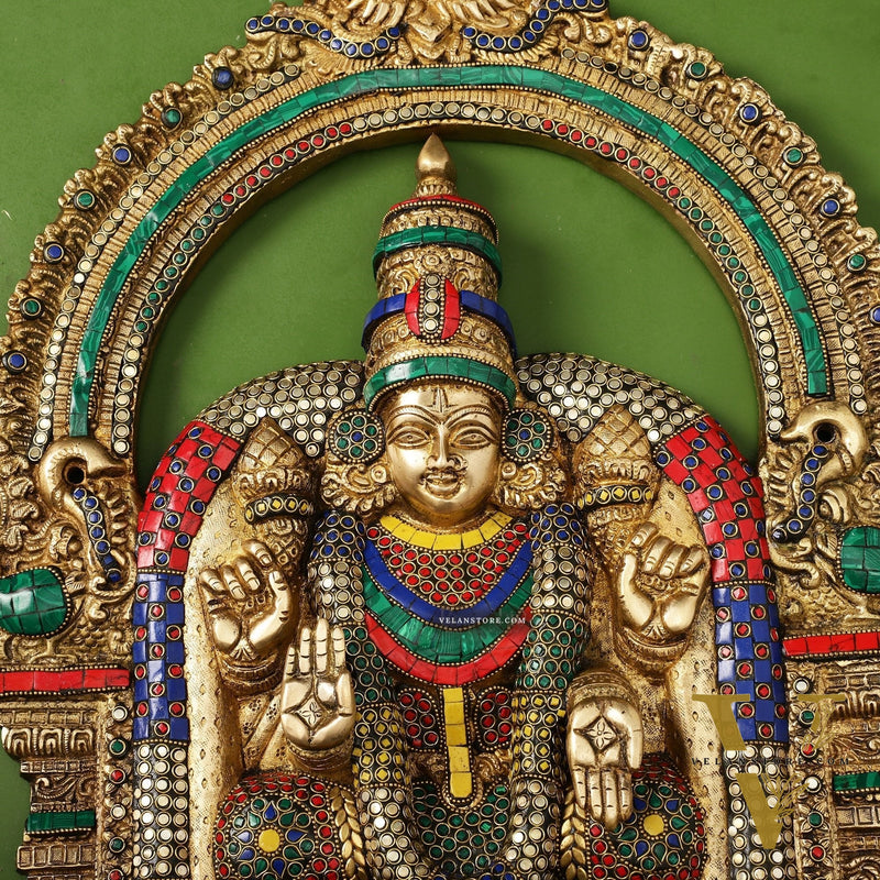 Brass Lord Venkateshwara Tirupati Balaji and Goddess Padmavathi Thayar Wall Hangings - 26