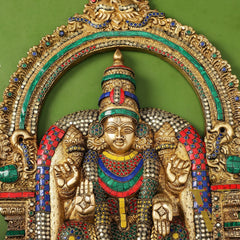 Brass Lord Venkateshwara Tirupati Balaji and Goddess Padmavathi Thayar Wall Hangings - 26