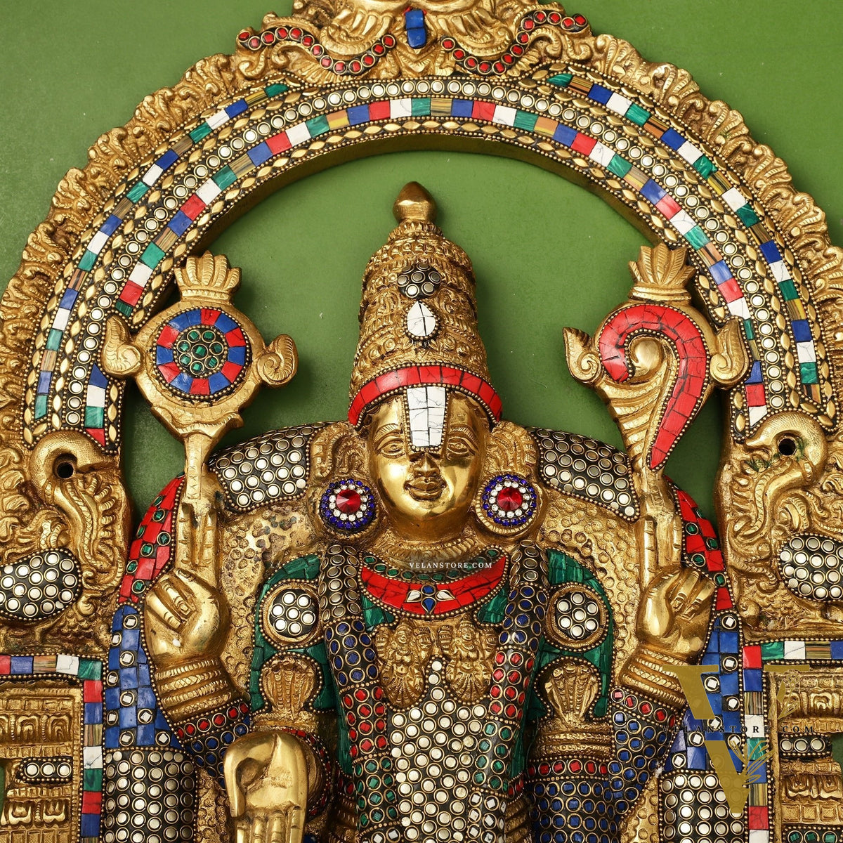 Brass Lord Venkateshwara Tirupati Balaji and Goddess Padmavathi Thayar Wall Hangings - 26