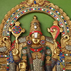 Brass Lord Venkateshwara Tirupati Balaji and Goddess Padmavathi Thayar Wall Hangings - 26