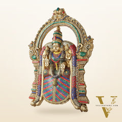 Brass Lord Venkateshwara Tirupati Balaji and Goddess Padmavathi Thayar Wall Hangings - 26