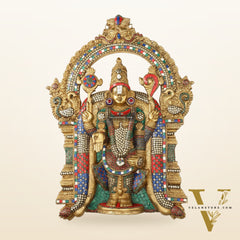 Brass Lord Venkateshwara Tirupati Balaji and Goddess Padmavathi Thayar Wall Hangings - 26