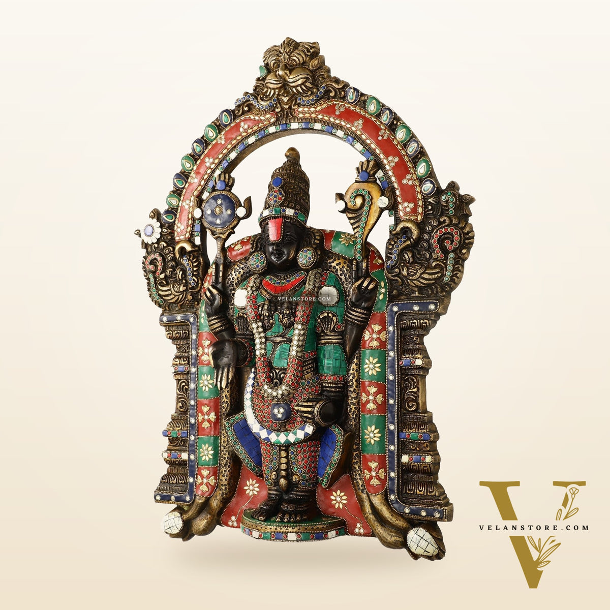 Brass Lord Venkateshwara Tirupati Balaji and Goddess Padmavathi Thayar Wall Hangings - 26