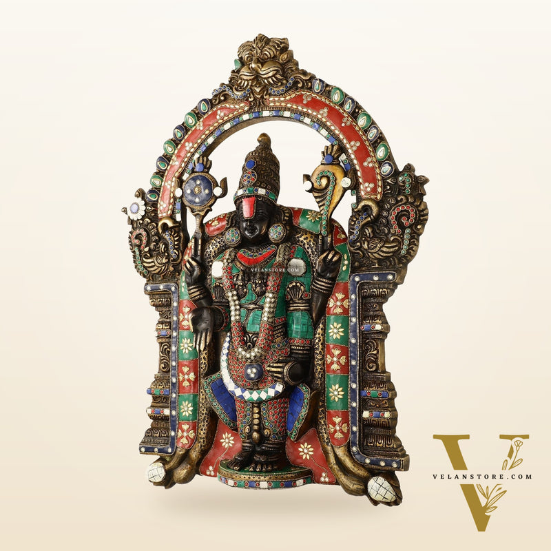 Brass Lord Venkateshwara Tirupati Balaji and Goddess Padmavathi Thayar Wall Hangings - 26