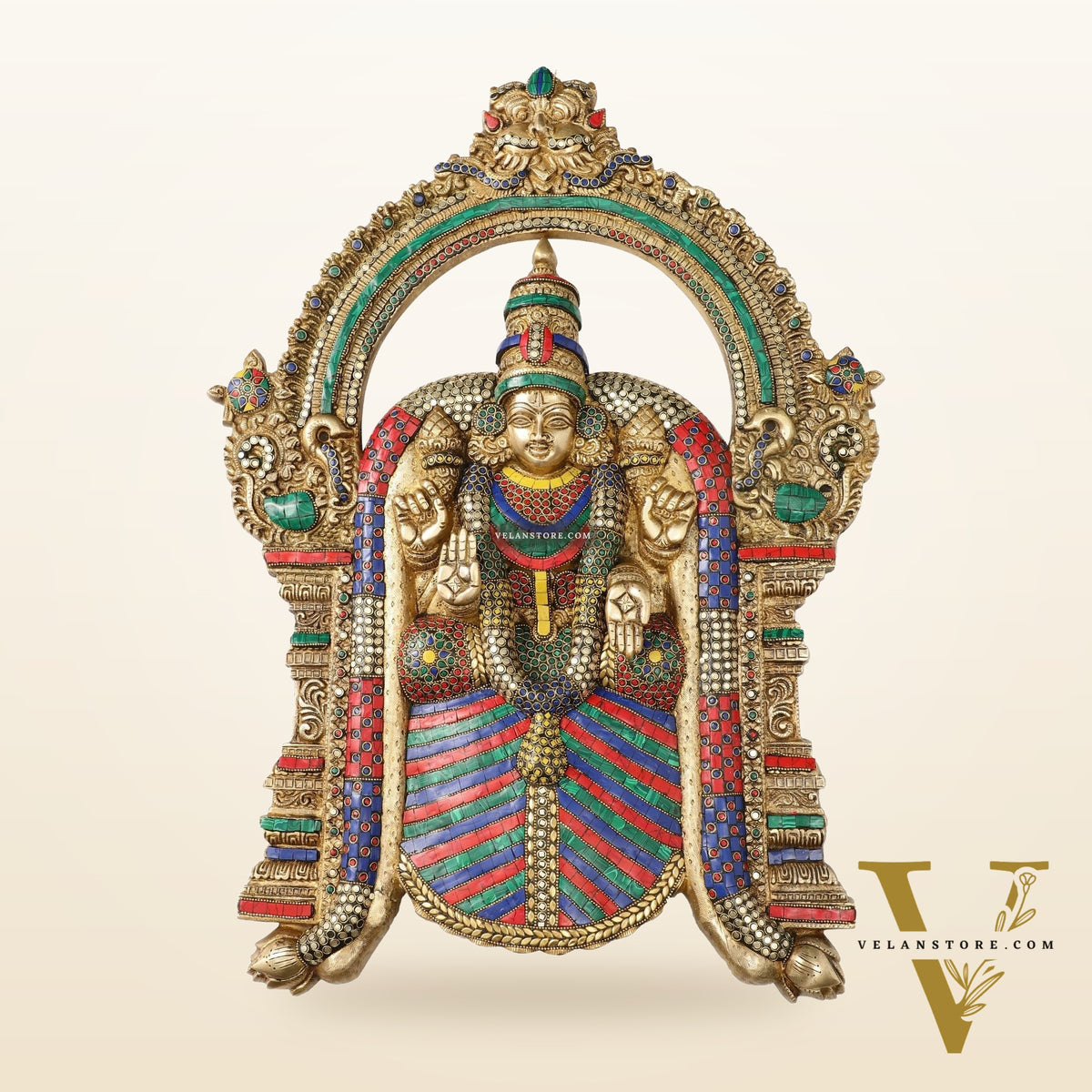 Brass Lord Venkateshwara Tirupati Balaji and Goddess Padmavathi Thayar Wall Hangings - 26