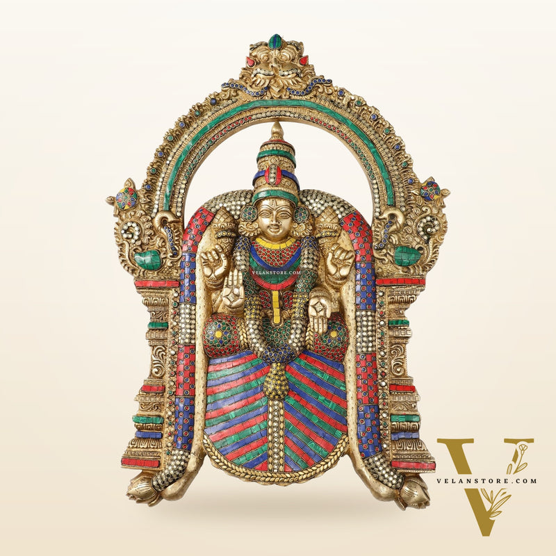 Brass Lord Venkateshwara Tirupati Balaji and Goddess Padmavathi Thayar Wall Hangings - 26