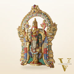 Brass Lord Venkateshwara Tirupati Balaji and Goddess Padmavathi Thayar Wall Hangings - 26