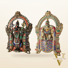 Brass Lord Venkateshwara Tirupati Balaji and Goddess Padmavathi Thayar Wall Hangings - 26