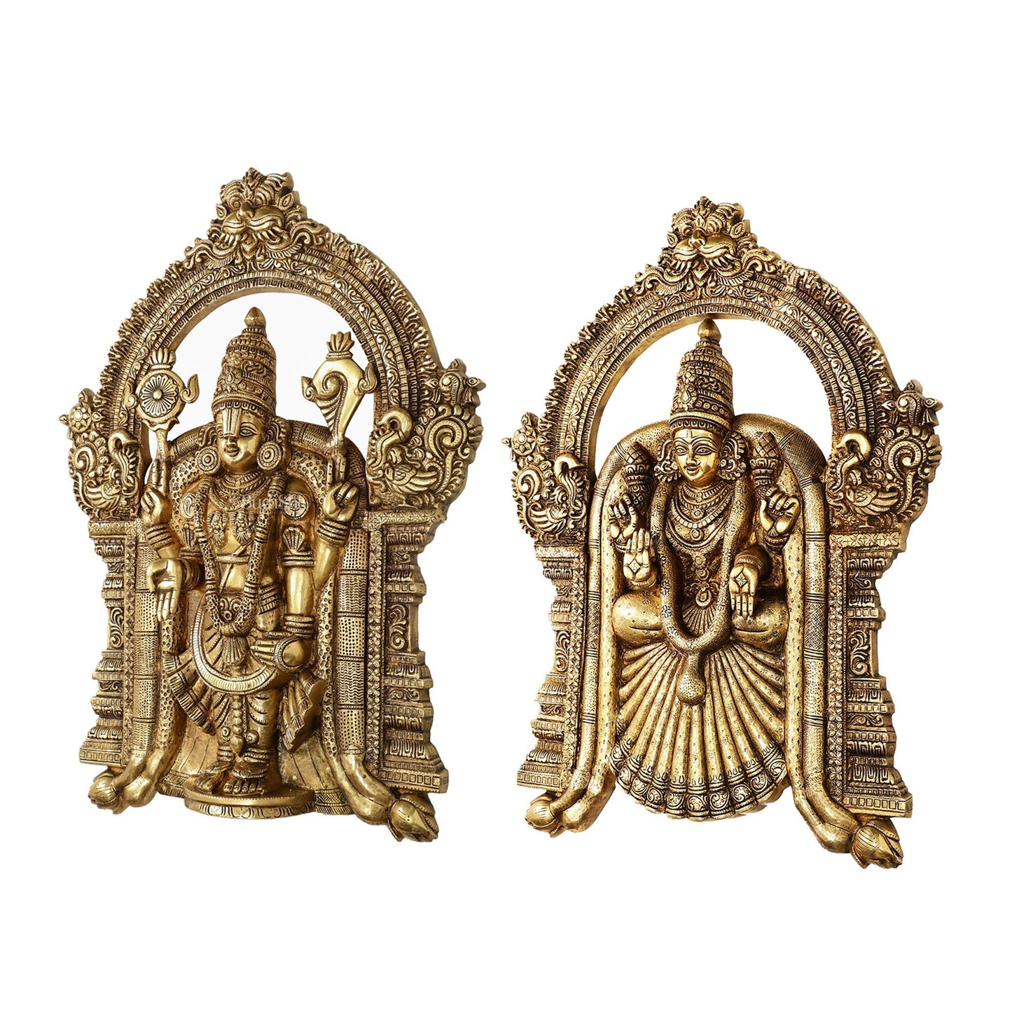 Brass Lord Venkateshwara Tirupati Balaji and Goddess Padmavathi Thayar Wall Hangings - 26