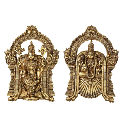 Brass Lord Venkateshwara Tirupati Balaji and Goddess Padmavathi Thayar Wall Hangings - 26