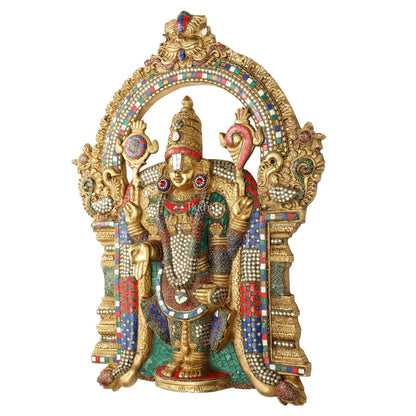 Brass Lord Venkateshwara Tirupati Balaji and Goddess Padmavathi Thayar Wall Hangings - 26